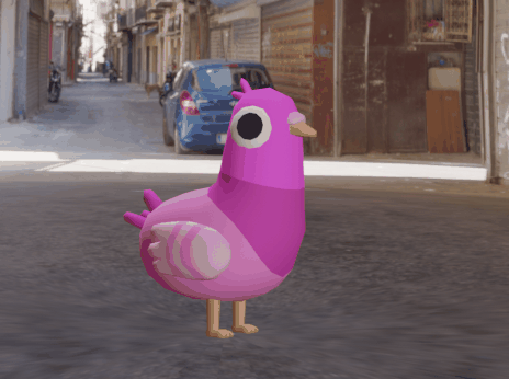 Pink pidgeon eating animation